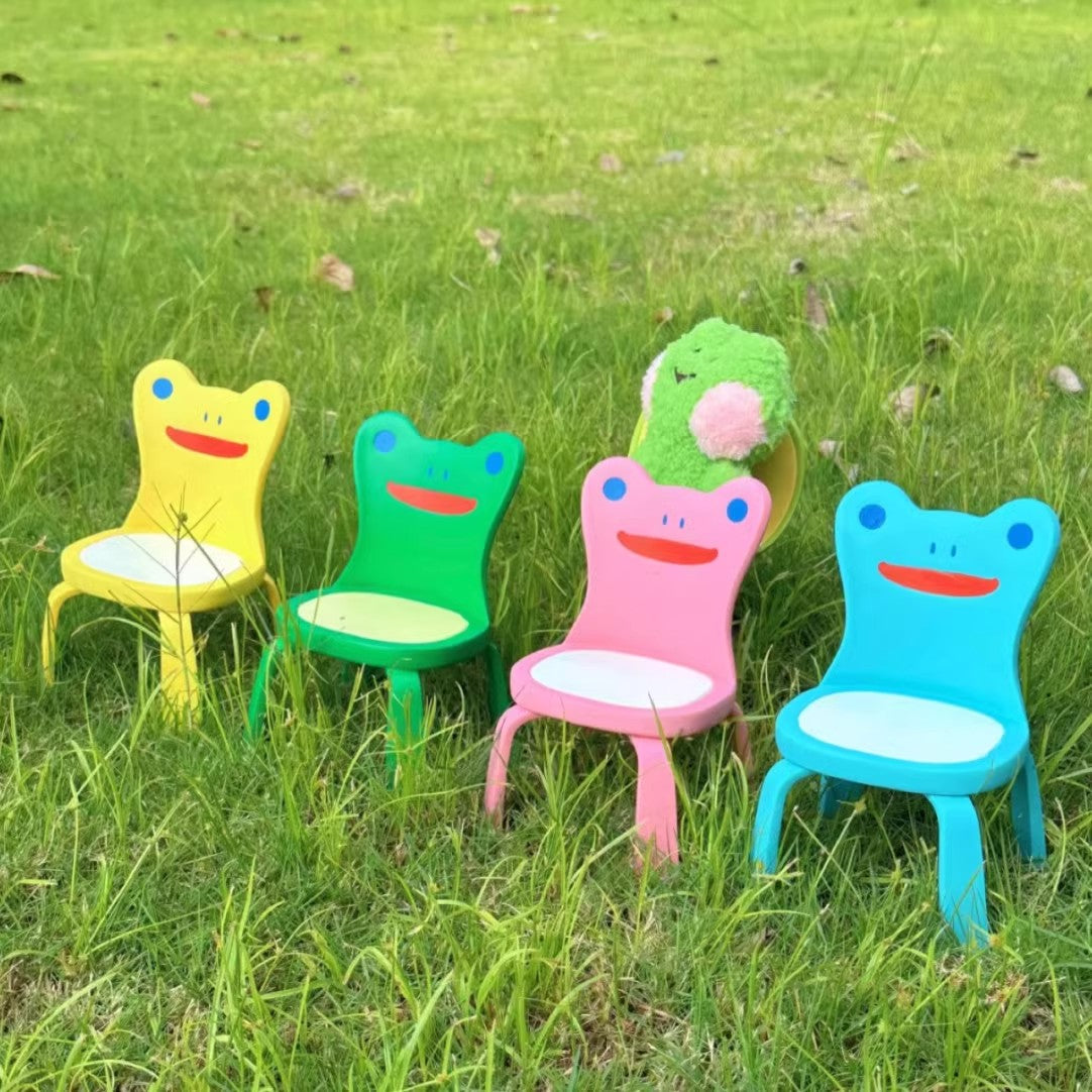 Animal Crossing Inspired Froggy Chair Desk Figurine - Green/Pink/Blue Color Variants, 5.5 Inch Collectible