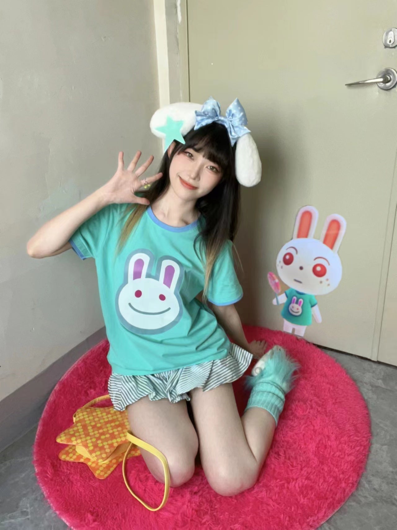 Animal Crossing Inspired Rabbit T-Shirt – Soft Cotton Blue Tee
