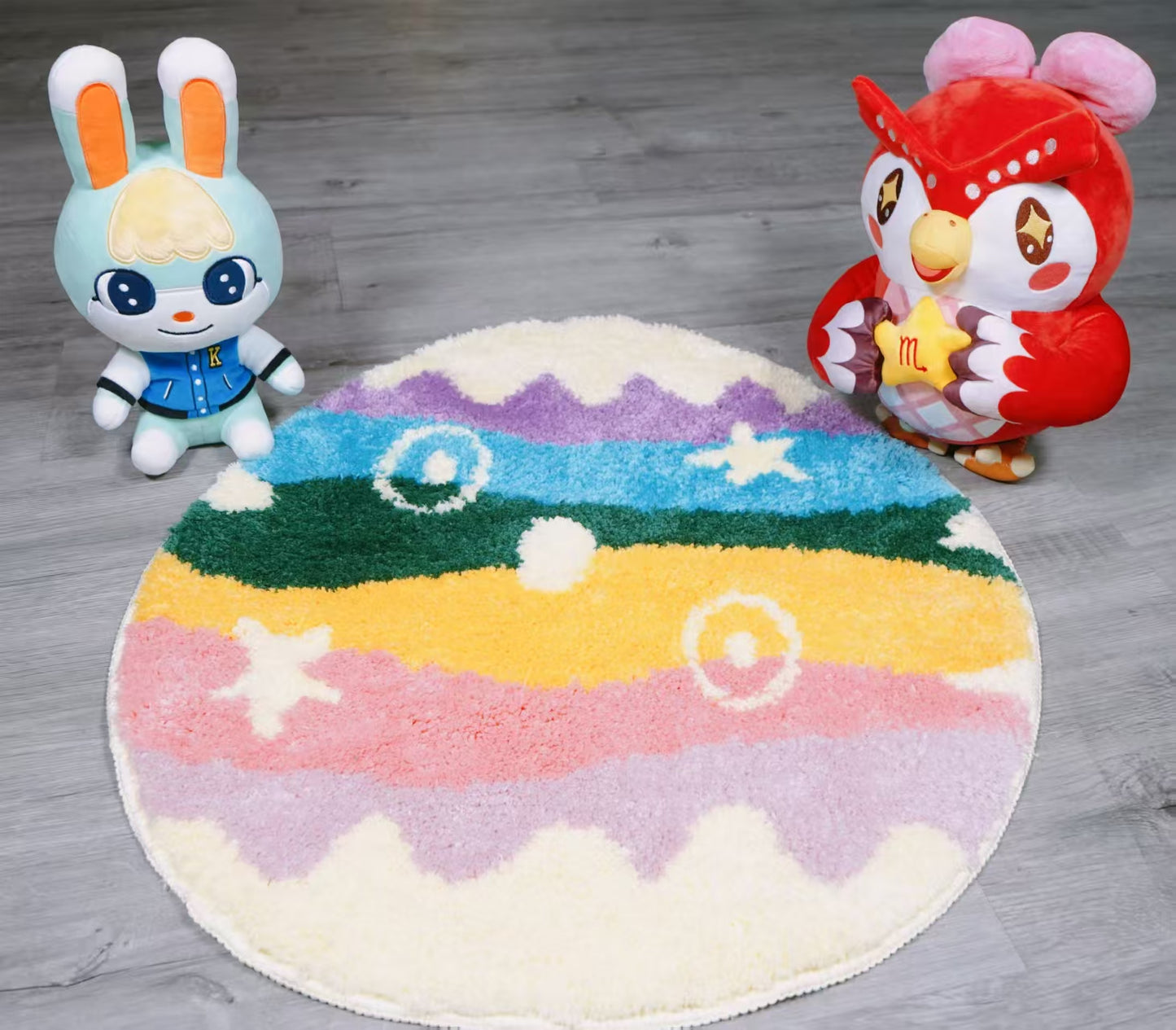 Animal Crossing Inspired Custom Tufted Bunny Day Rug – Handmade Bedroom Rug for ACNH Fans
