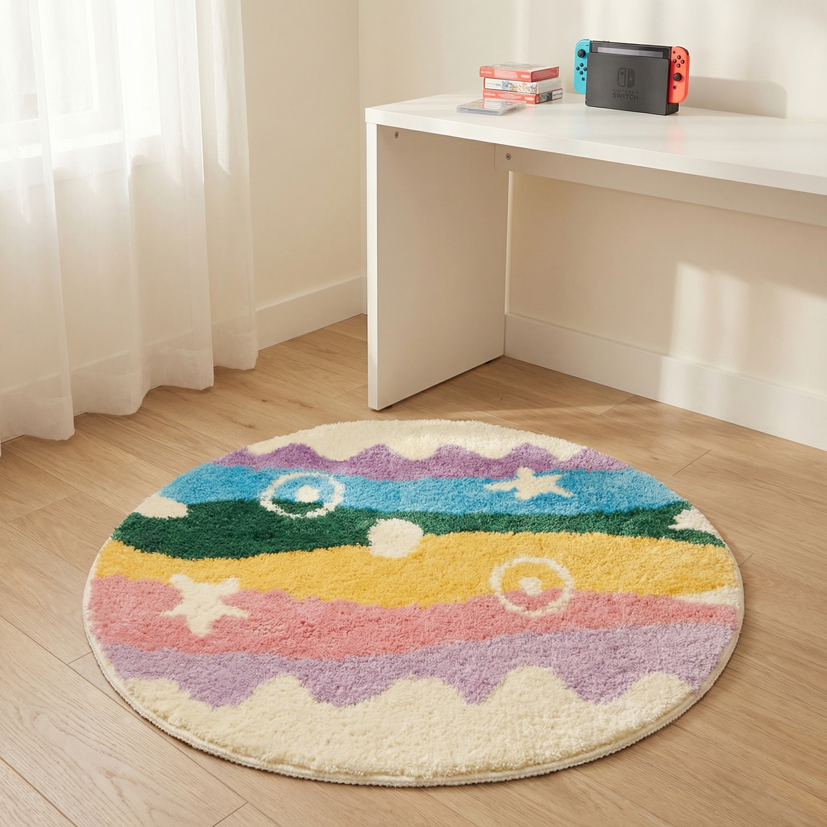 Animal Crossing Inspired Custom Tufted Bunny Day Rug – Handmade Bedroom Rug for ACNH Fans