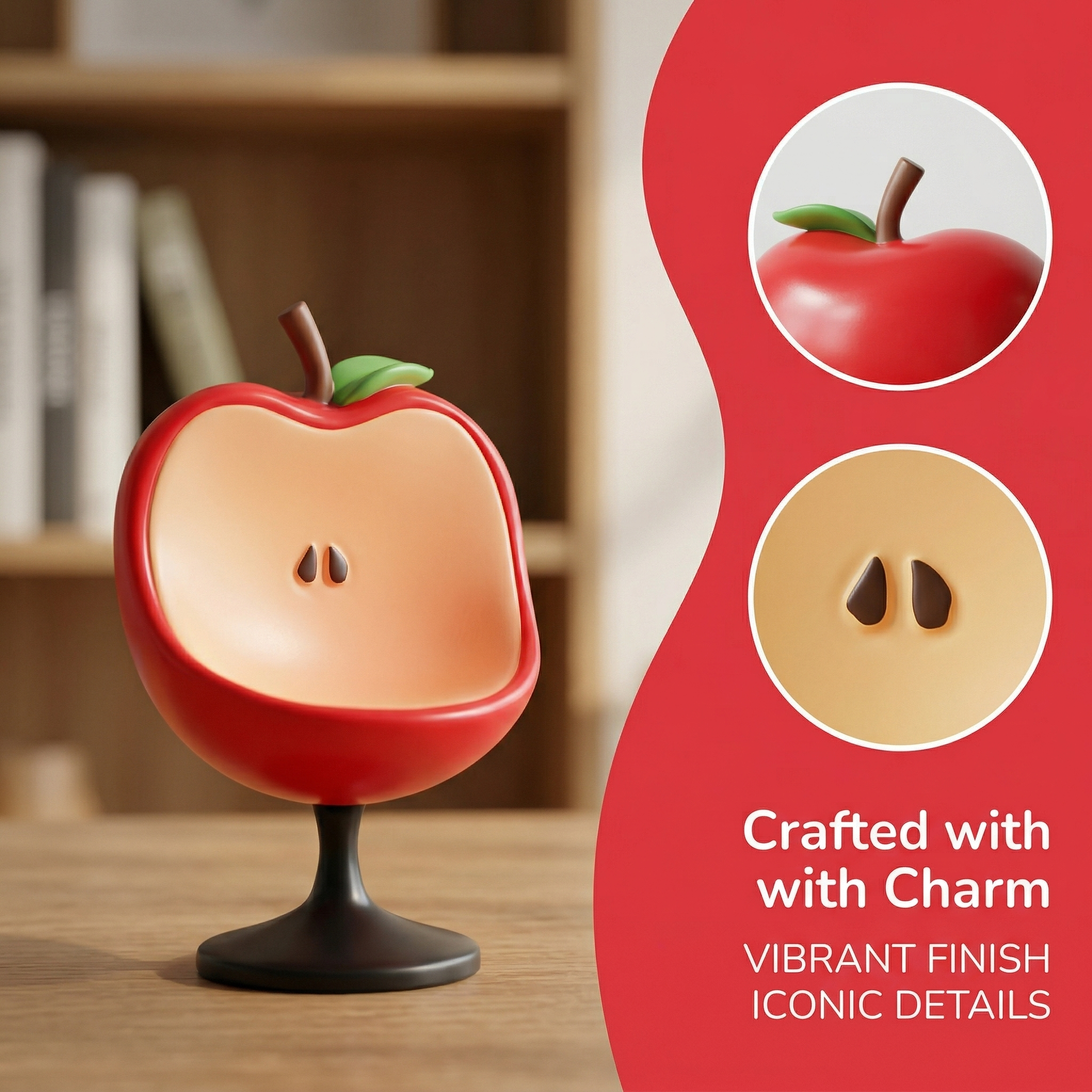 Animal Crossing Inspired 5.5 Inch Apple Chair Ornament - Dual Color (Red/Green) Gaming Decor