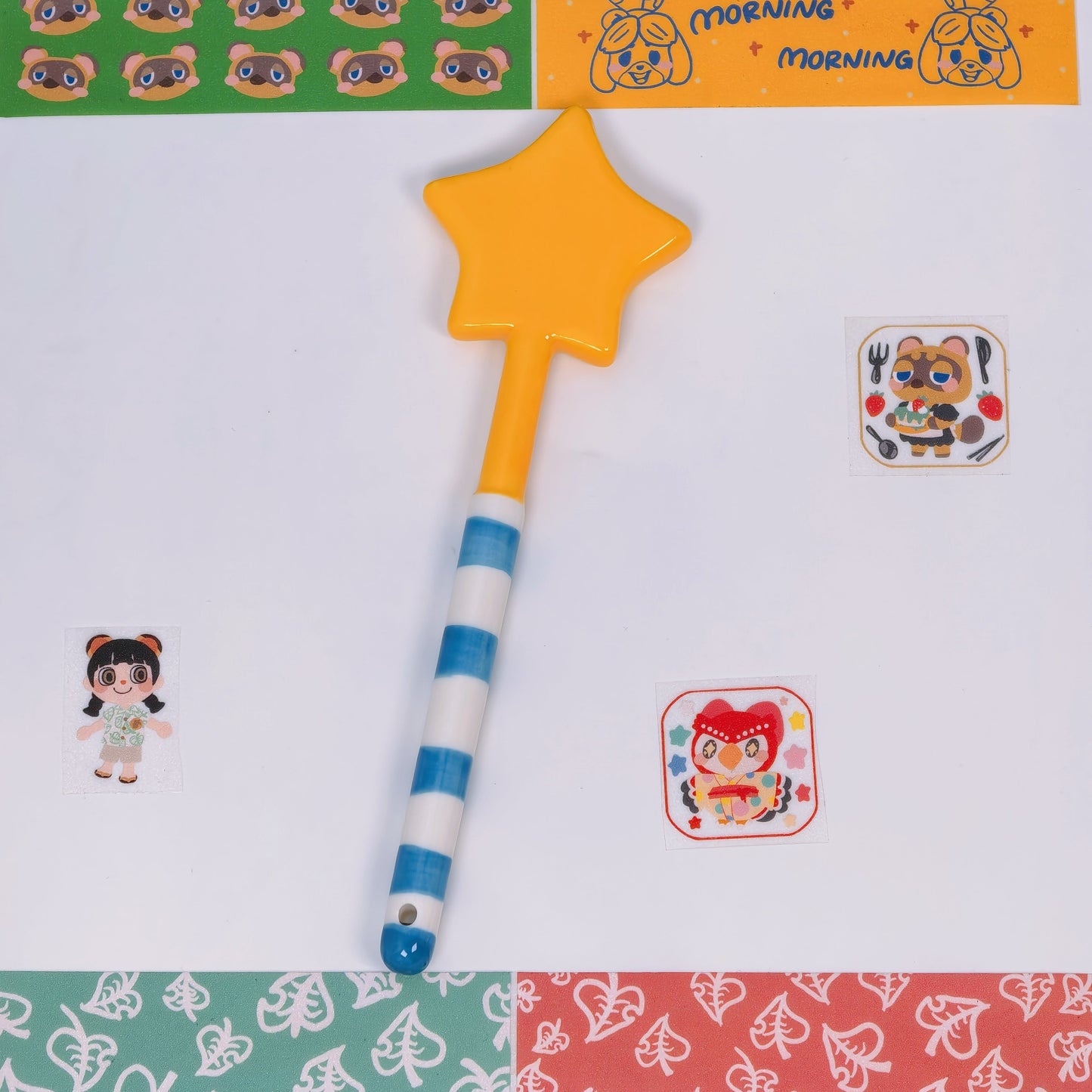 Animal Crossing Inspired Ceramic Wand Trio – Star ✨, Sakura 🌸 & Fish 🐟 Replicas | Game-Accurate Collectible Decor