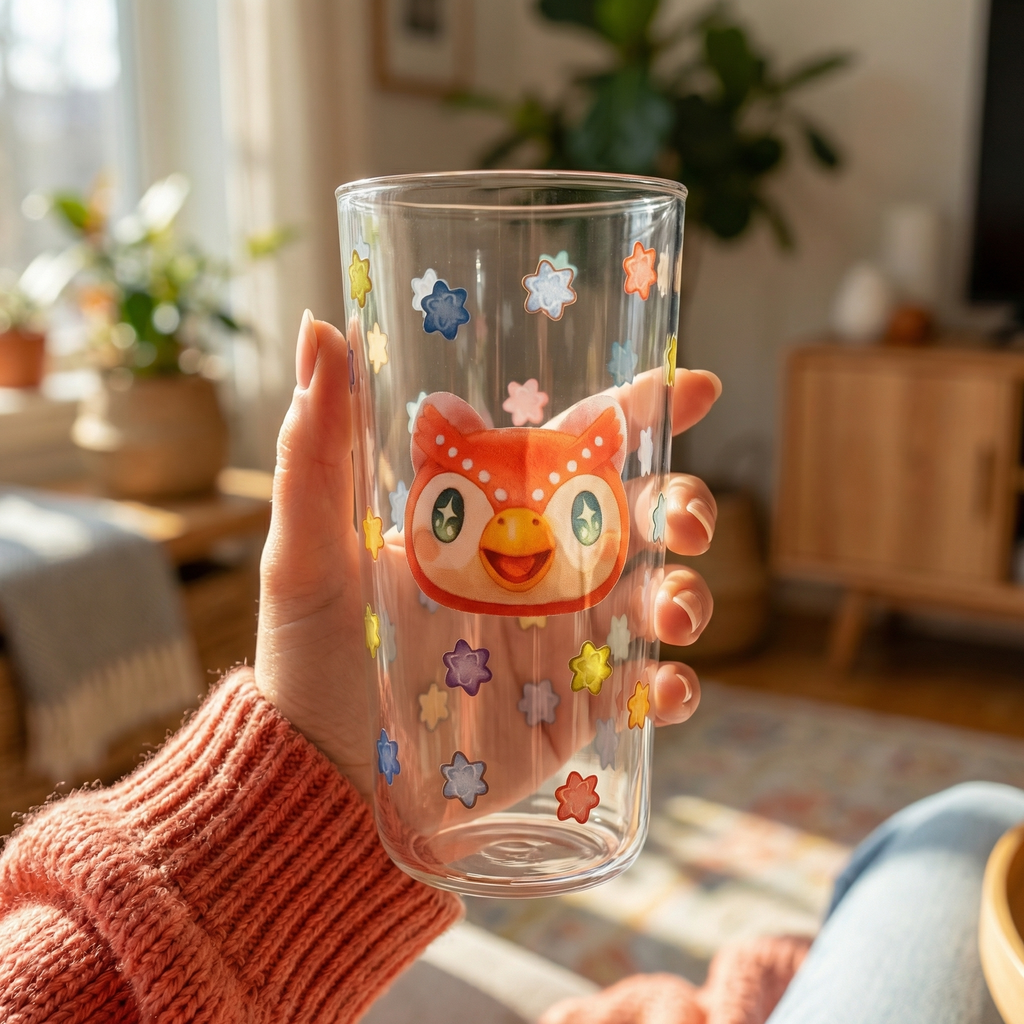 Animal Crossing Inspired Celeste Twilight Tumbler – 450ml Star Fragment Glass Cup for ACNH Fans