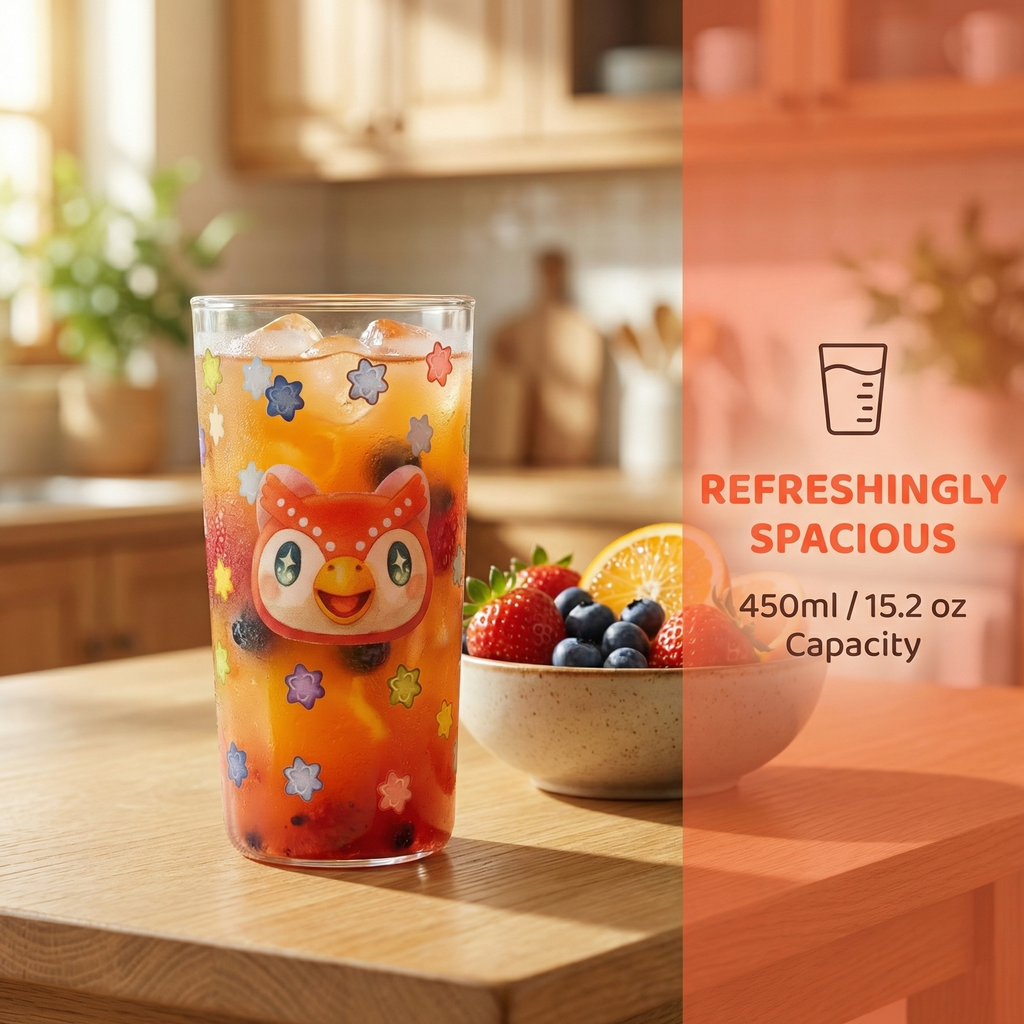 Animal Crossing Inspired Celeste Twilight Tumbler – 450ml Star Fragment Glass Cup for ACNH Fans