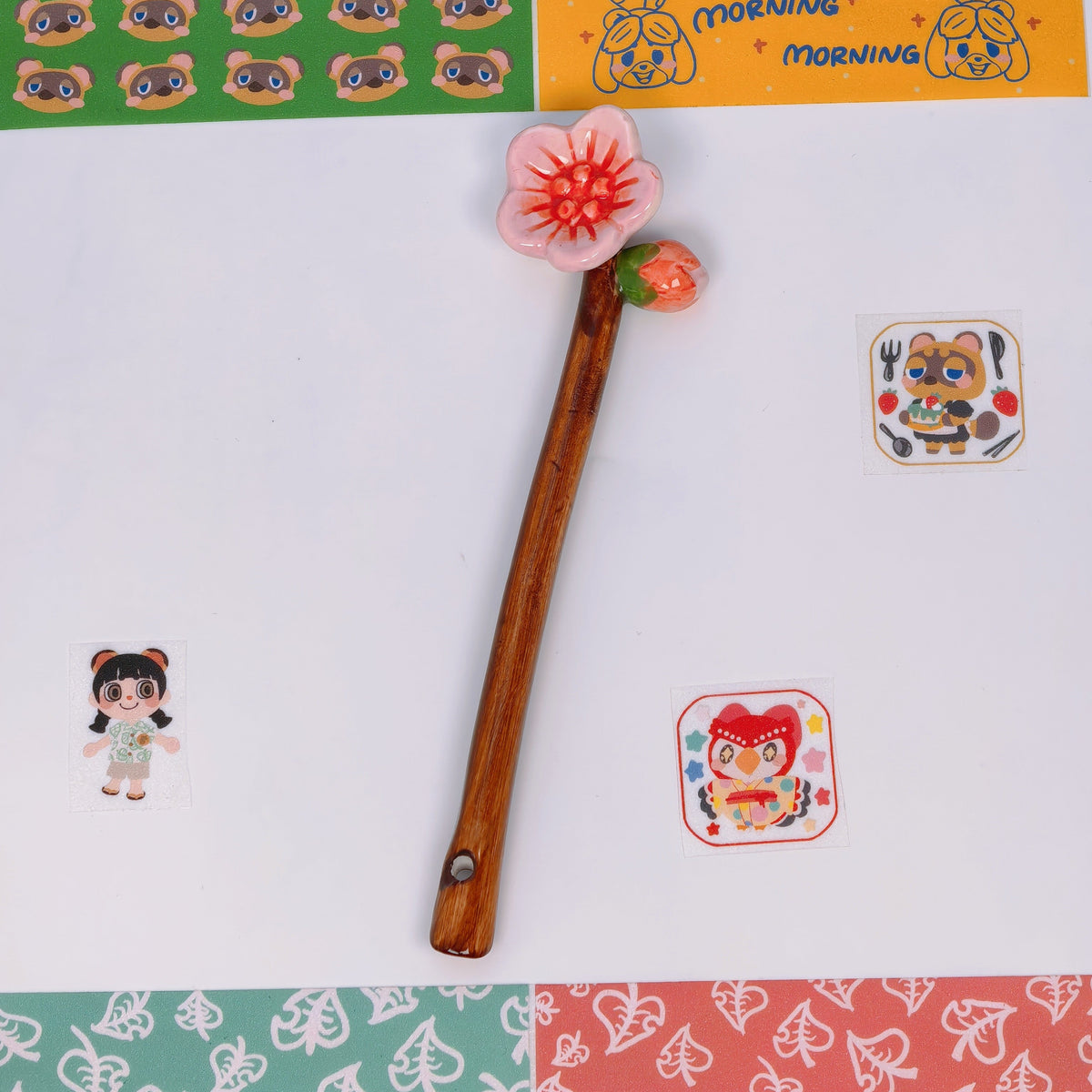 Animal Crossing Inspired Ceramic Wand Trio – Star ✨, Sakura 🌸 & Fish 🐟 Replicas | Game-Accurate Collectible Decor