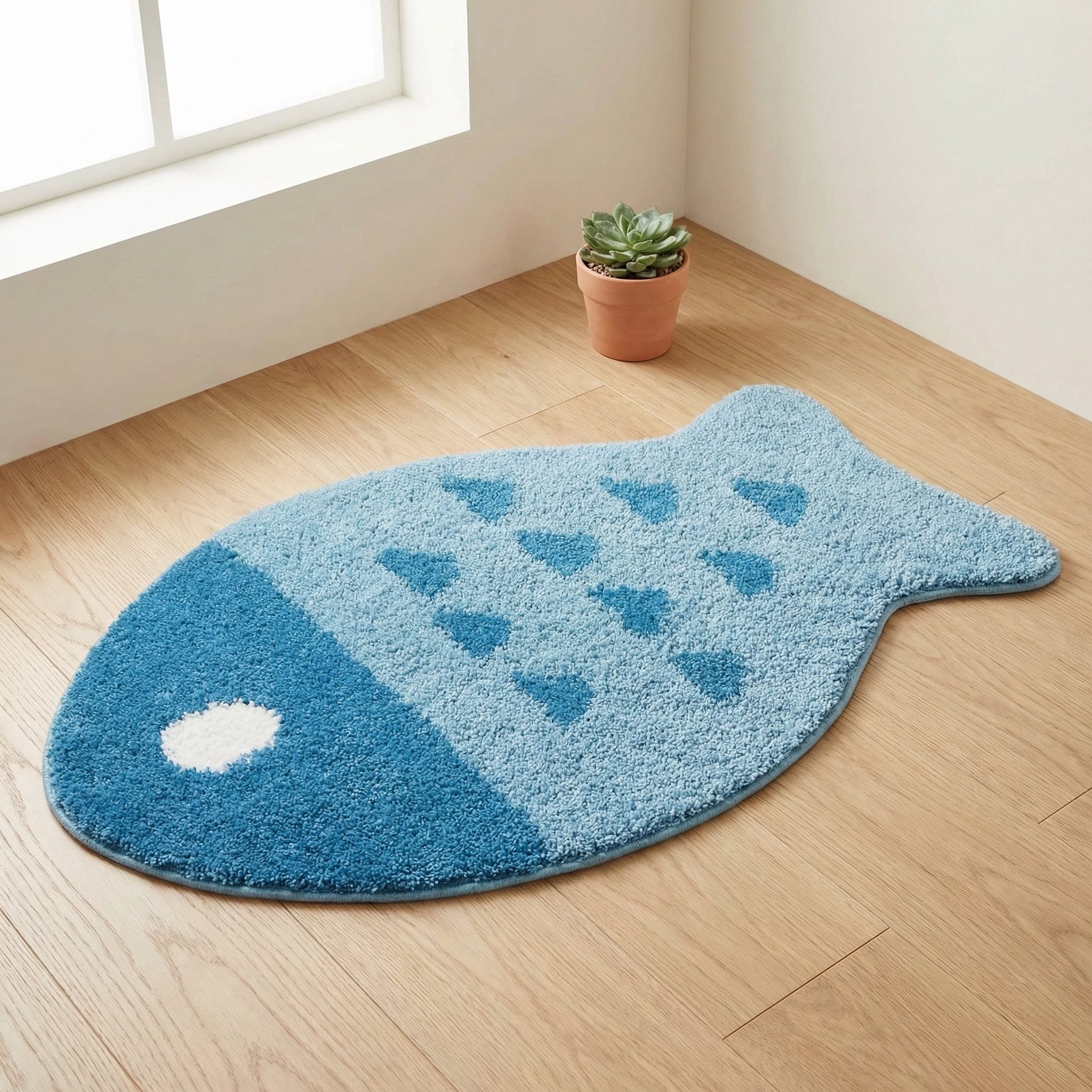 Custom Tufted Fish Rug , Handmade Bedroom Rug