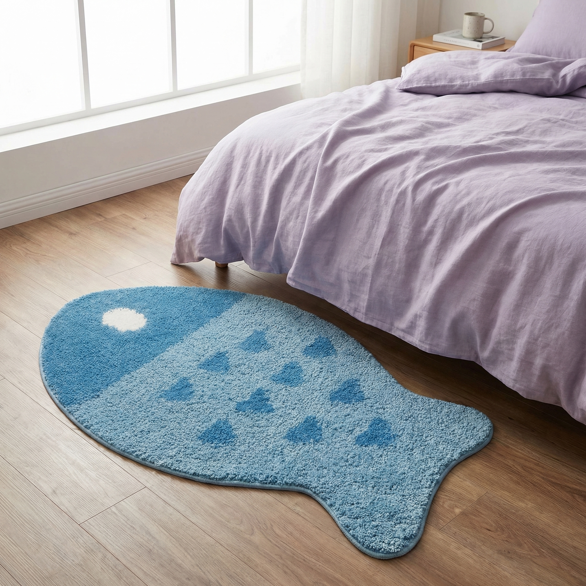 Custom Tufted Fish Rug , Handmade Bedroom Rug