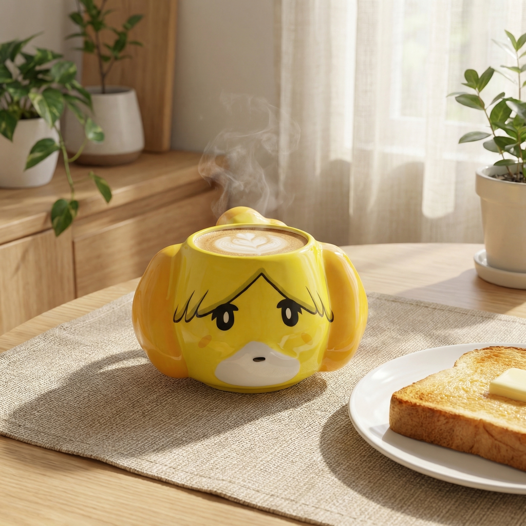 Animal Crossing Inspired Isabelle's Sunshine Brew Mug – Cheerful Yellow Ceramic Cup for ACNH Fans