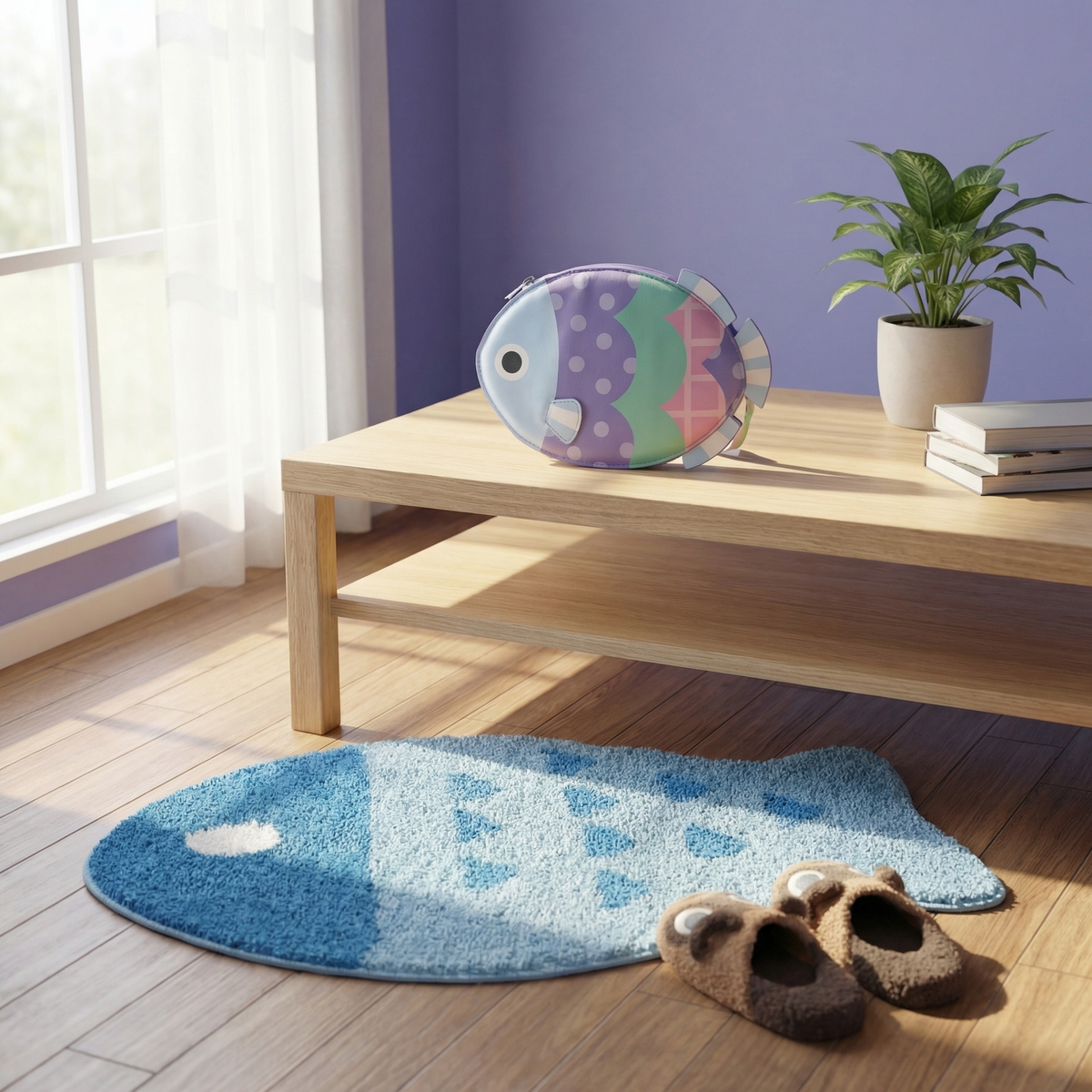 Animal Crossing Inspired C.J.'s Fishing Tourney Custom Tufted Fish Rug , Handmade Bedroom Rug