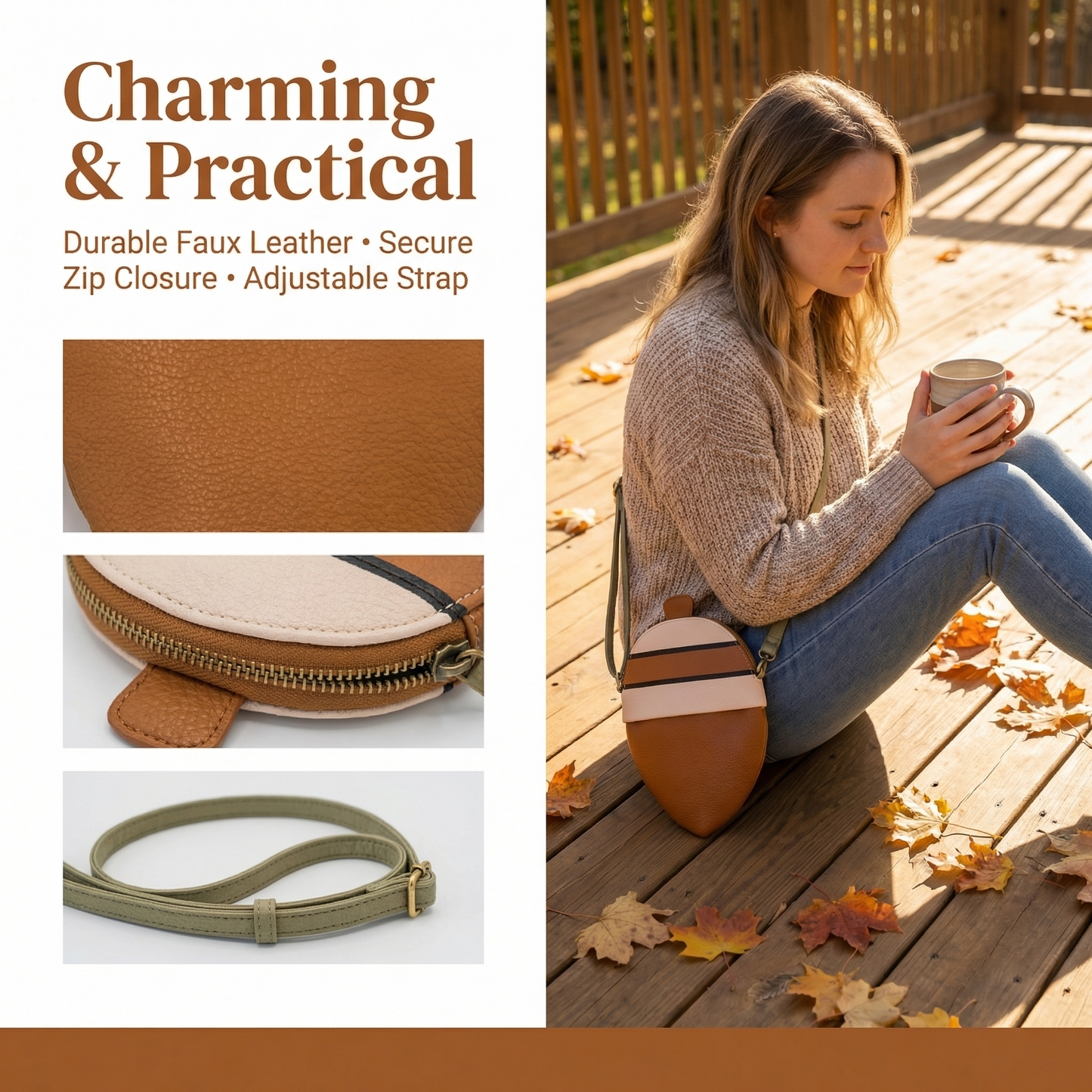 Animal Crossing Inspired Acorn Pochette – Shoulder Bag | Cute Game Gift for ACNH Fans