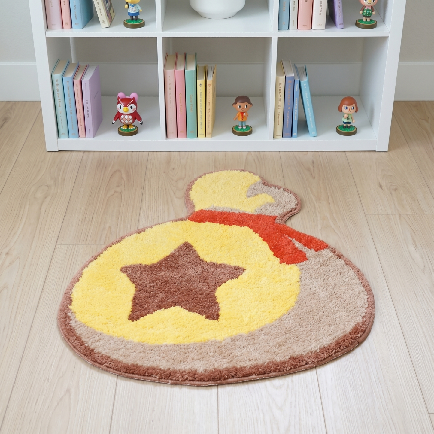 Animal Crossing Inspired Custom Tufted Bells bag Rug ACNH Gift , Handmade Bedroom Rug Game Switch