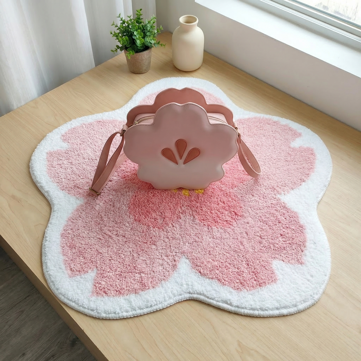 Animal Crossing Inspired Custom Tufted Cherry Blooms Rug – Handmade Bedroom Rug for ACNH Fans