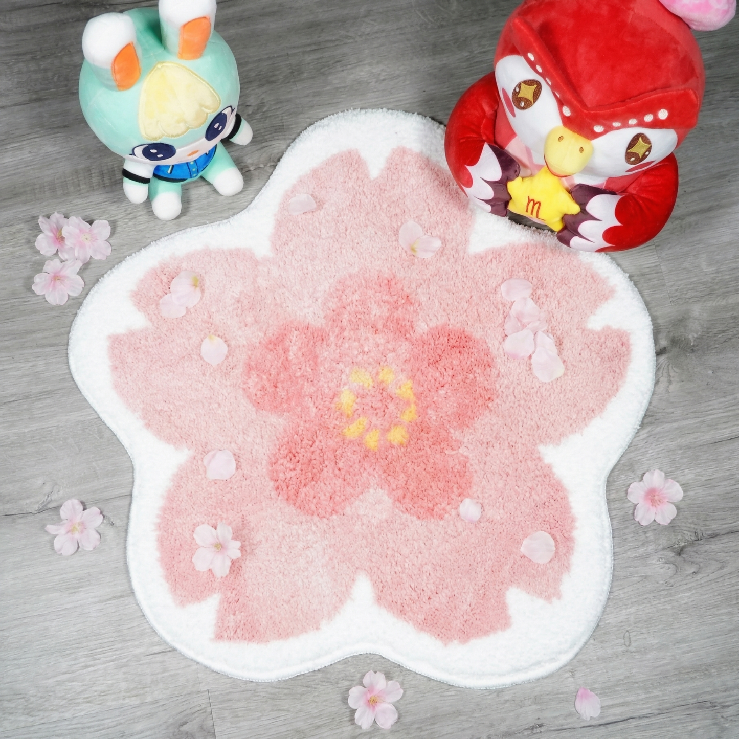 Animal Crossing Inspired Custom Tufted Cherry Blooms Rug – Handmade Bedroom Rug for ACNH Fans