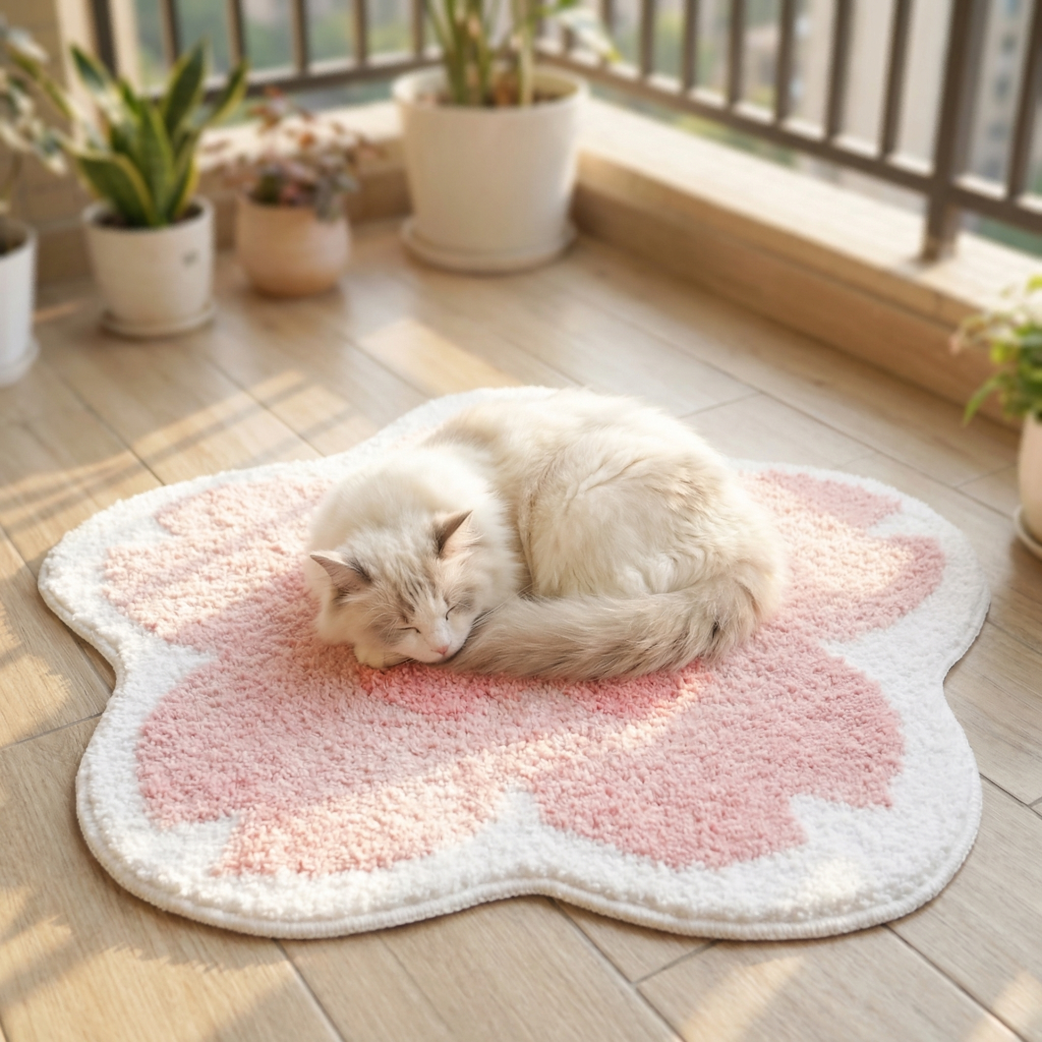 Custom Tufted Cherry Blooms Rug  , Handmade Bedroom Rug