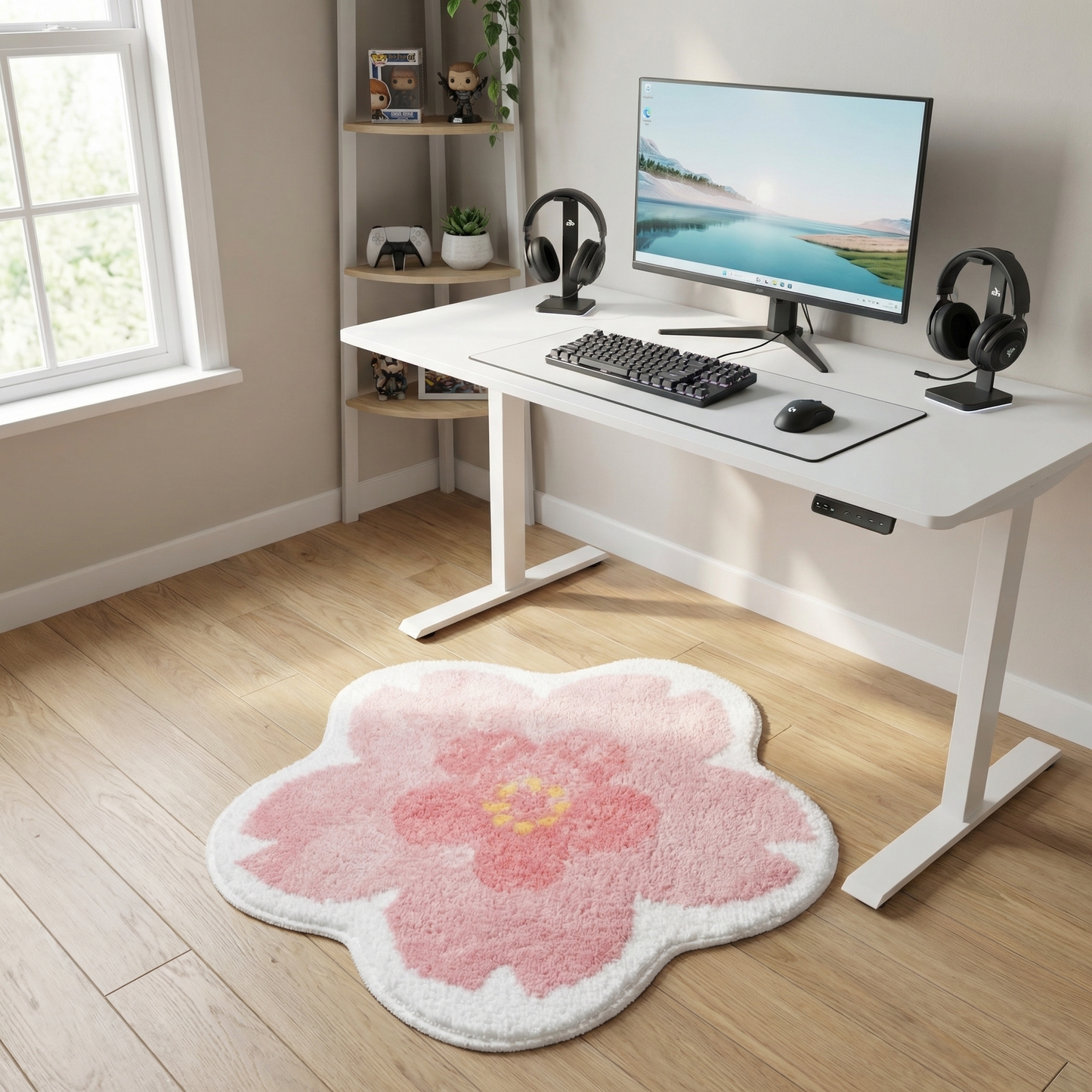 Animal Crossing Inspired Custom Tufted Cherry Blooms Rug – Handmade Bedroom Rug for ACNH Fans