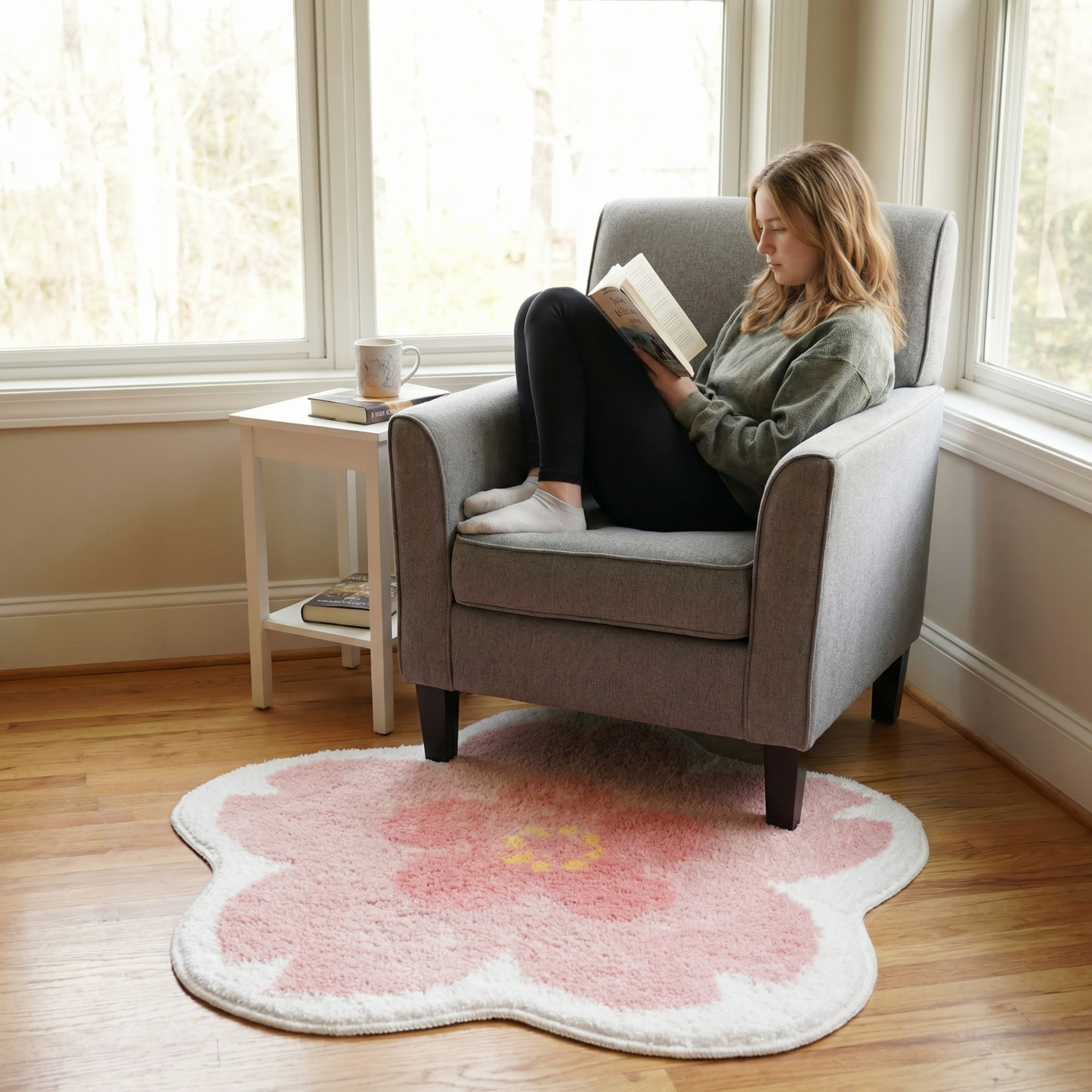 Animal Crossing Inspired Custom Tufted Cherry Blooms Rug – Handmade Bedroom Rug for ACNH Fans