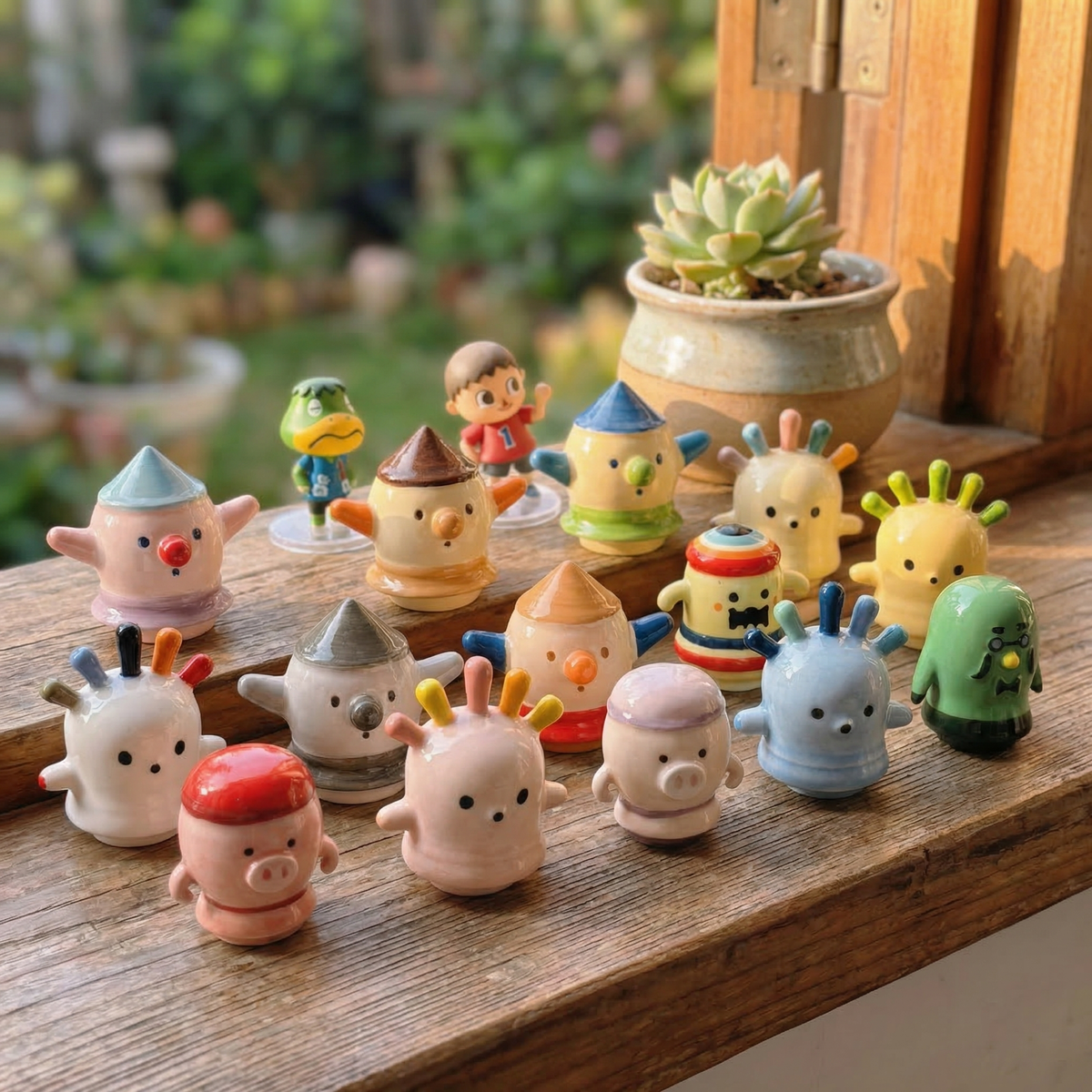 Animal Crossing Inspired Mini Gyroid Set – Brewstoid, Squeakoid, Clatteroid, Oinkoid, Tockoid | Ceramic Handicrafts Collection
