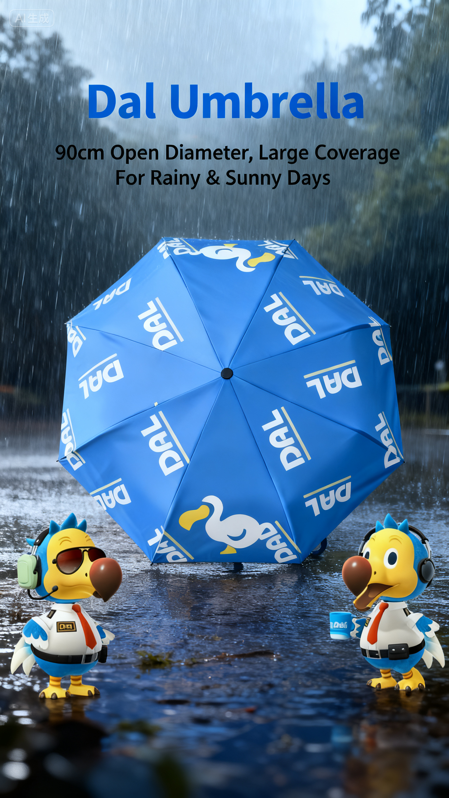 Animal Crossing Inspired DAL Umbrella - Auto Open, 35.4 Inches, Waterproof & UV Protection