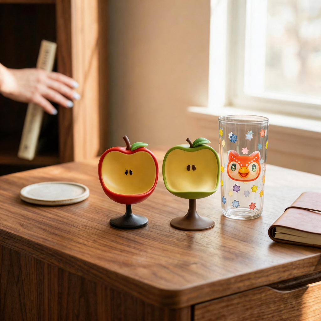 Animal Crossing Inspired 5.5 Inch Apple Chair Ornament - Dual Color (Red/Green) Gaming Decor